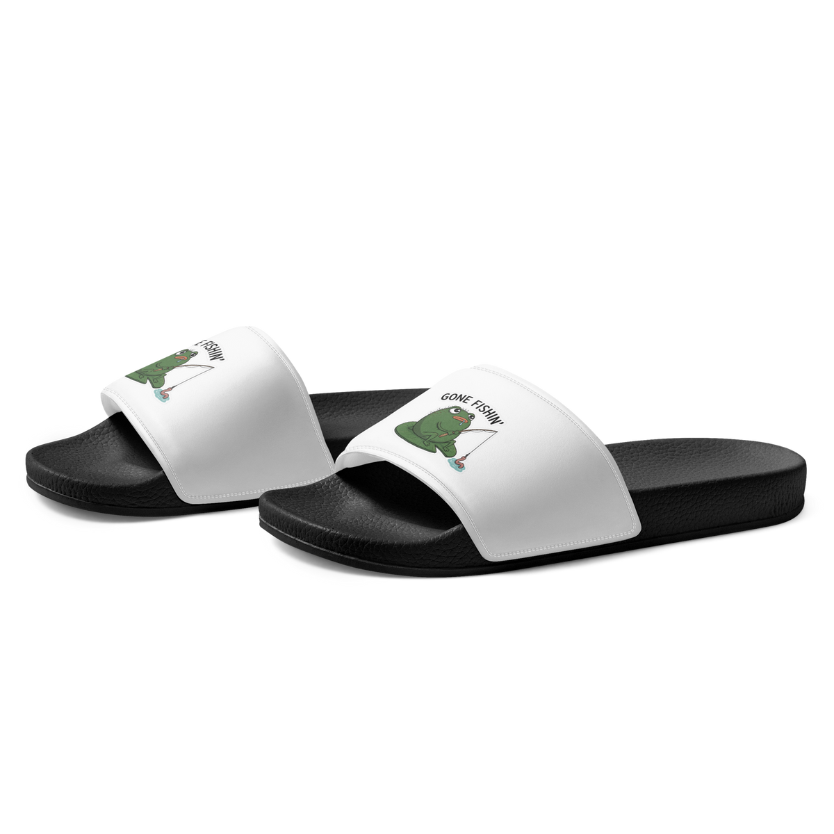 Gone Fishin' Men's Slides by Pistacio's Pond Merch