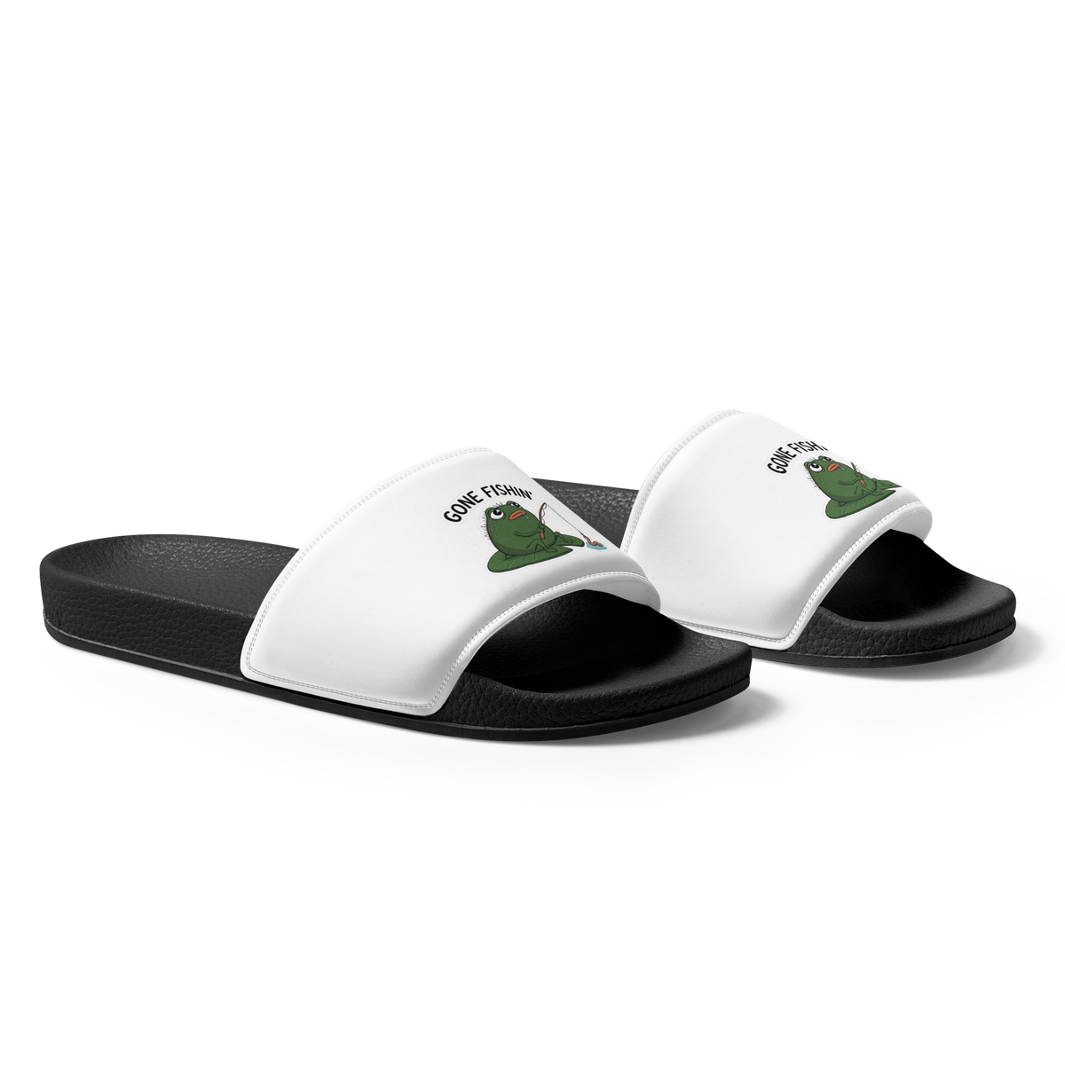 Gone Fishin' Men's Slides by Pistacio's Pond Merch