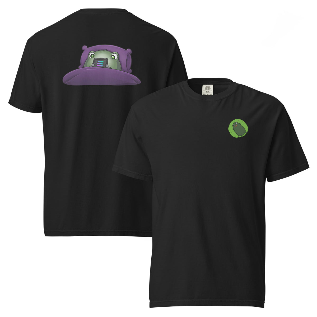 2 A.M. Pistacio graphic tee — Pistacio wide awake at 2 in the morning, doing what frogs do when the pond gets quiet — Pistacios Pond Merch