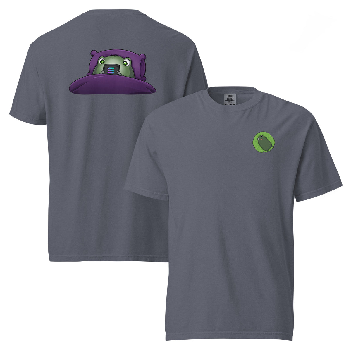 2 A.M. Pistacio graphic tee — Pistacio wide awake at 2 in the morning, doing what frogs do when the pond gets quiet — Pistacios Pond Merch