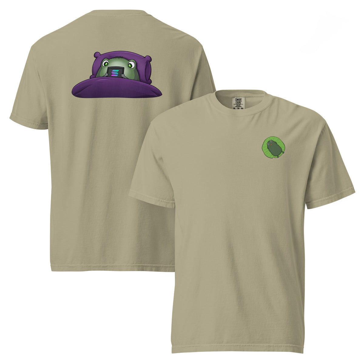 2 A.M. Pistacio graphic tee — Pistacio wide awake at 2 in the morning, doing what frogs do when the pond gets quiet — Pistacios Pond Merch