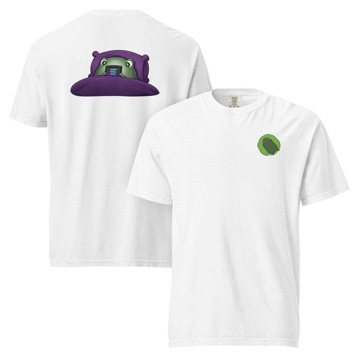 2 A.M. Pistacio graphic tee — Pistacio wide awake at 2 in the morning, doing what frogs do when the pond gets quiet — Pistacios Pond Merch