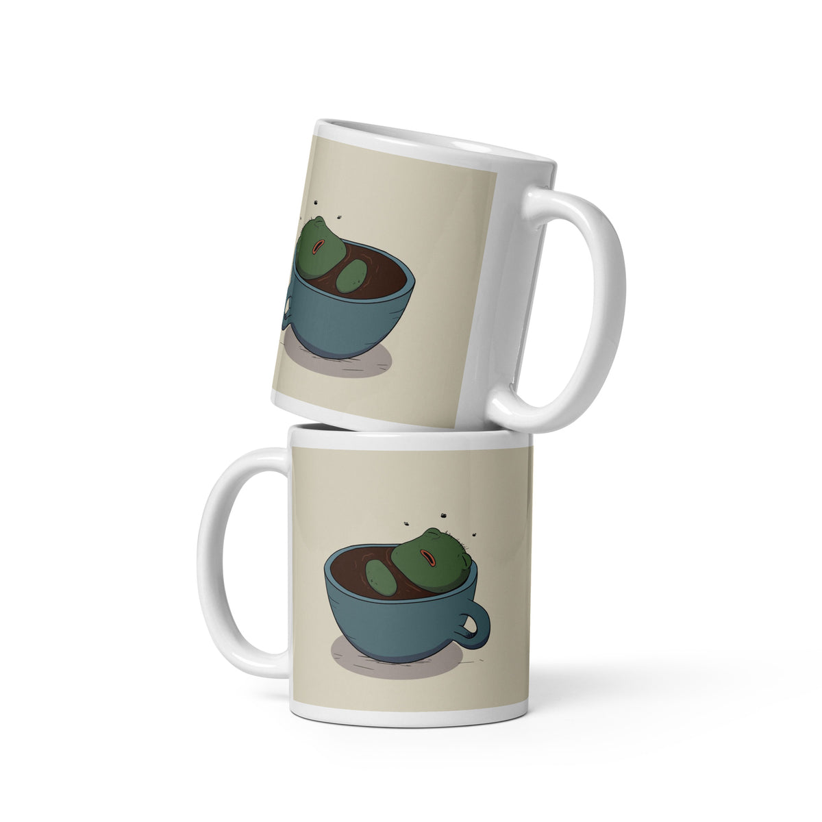 Coffee Spa Pistacio Mug — Pistacio soaking in a coffee cup illustration, wrap-around ceramic mug