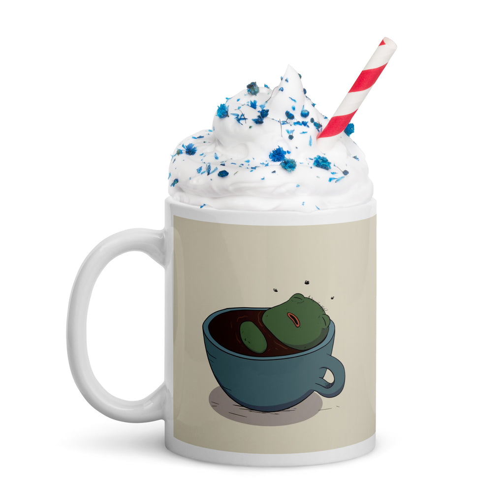 Coffee Spa Pistacio Mug — Pistacio soaking in a coffee cup illustration, wrap-around ceramic mug