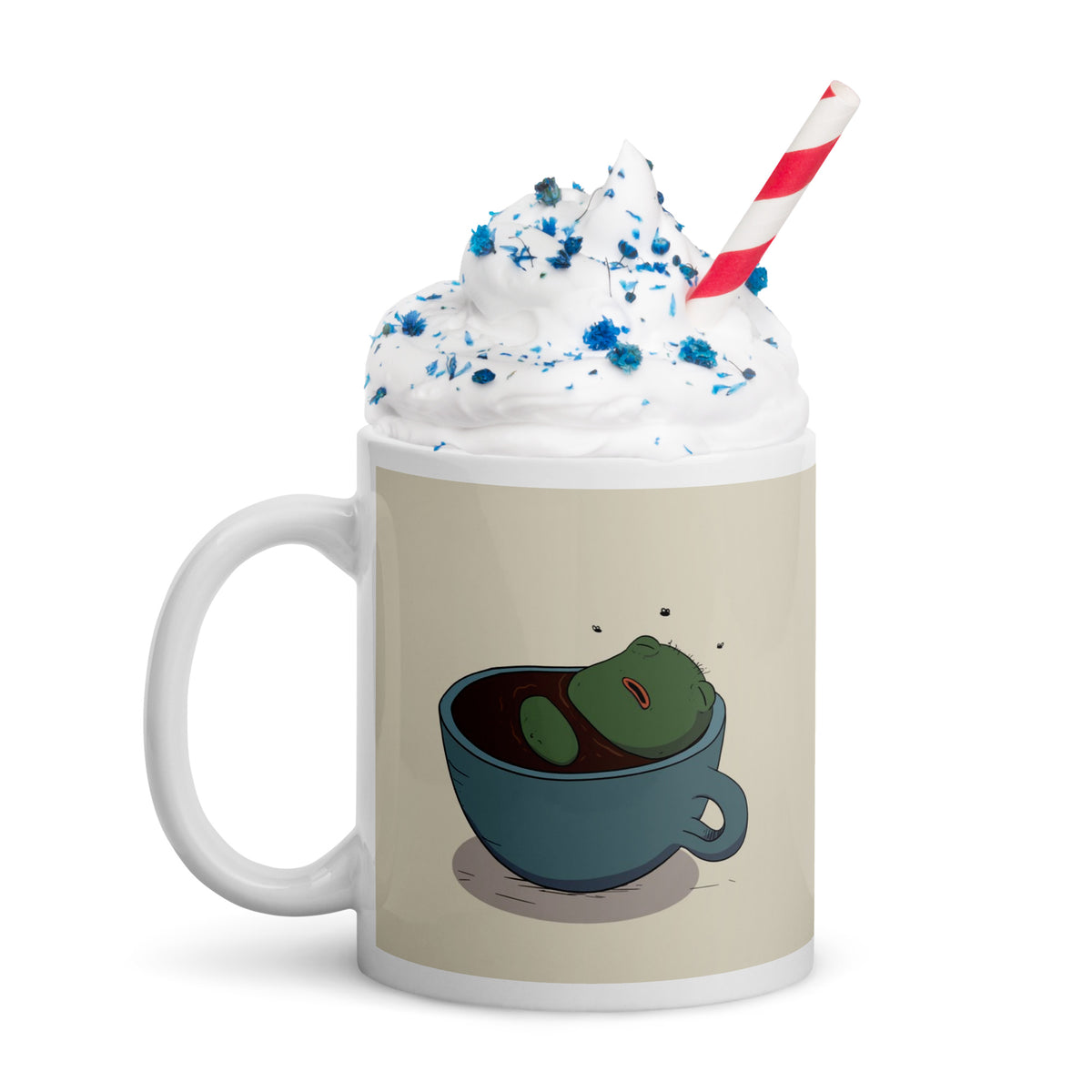 Coffee Spa Pistacio Mug — Pistacio soaking in a coffee cup illustration, wrap-around ceramic mug