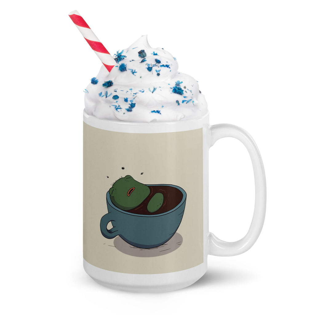 Coffee Spa Pistacio Mug — Pistacio soaking in a coffee cup illustration, wrap-around ceramic mug