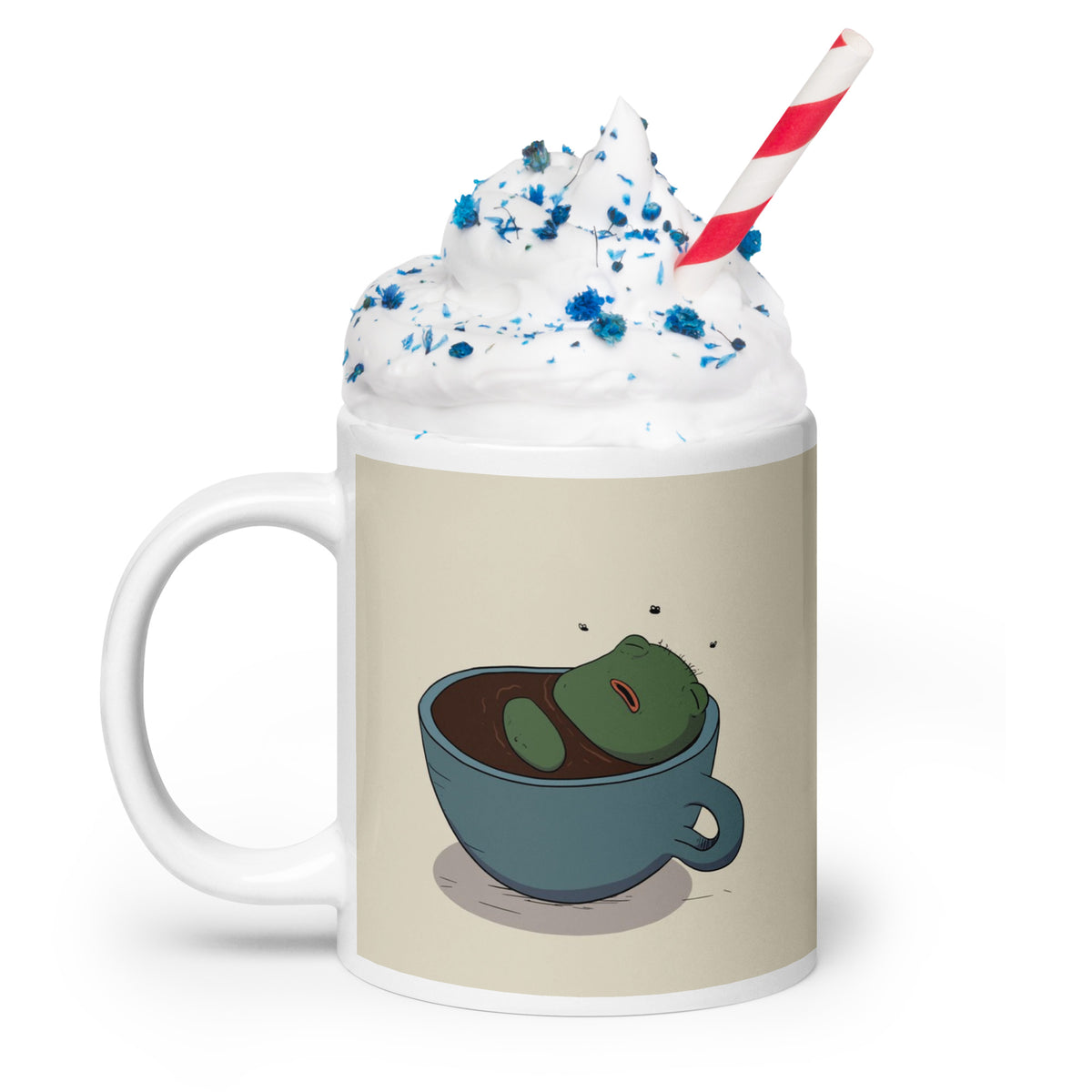 Coffee Spa Pistacio Mug — Pistacio soaking in a coffee cup illustration, wrap-around ceramic mug
