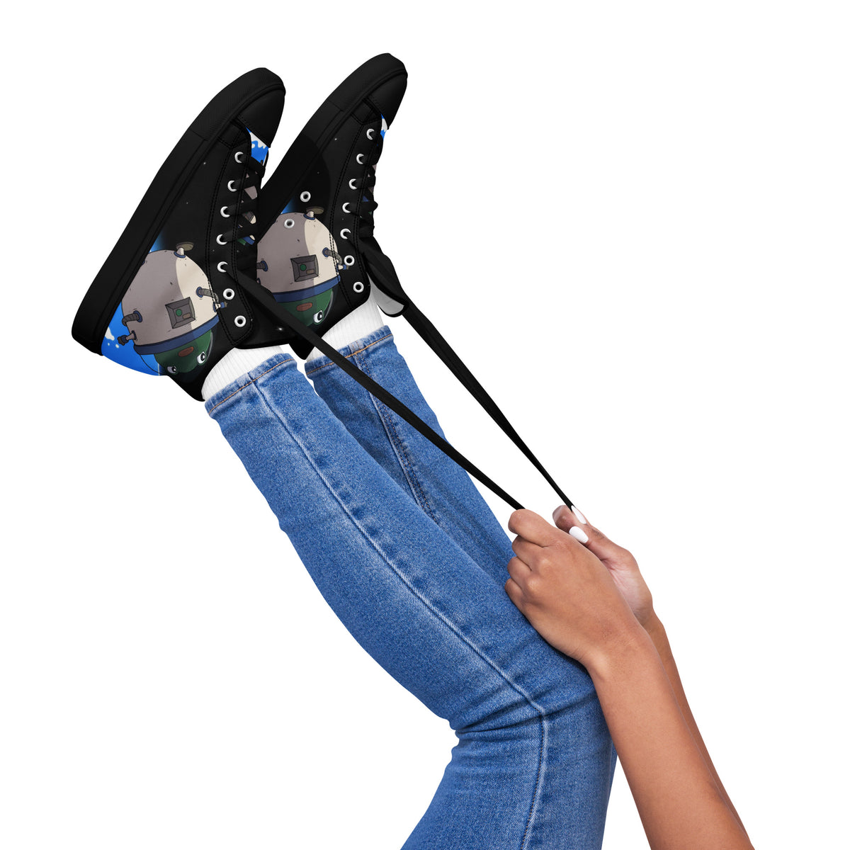 Space Pistacio Women's High Top Canvas Shoes